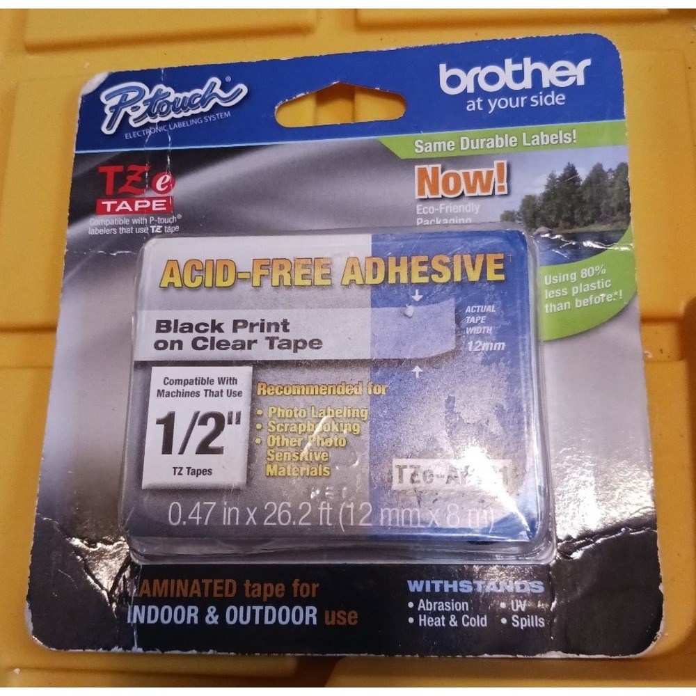NEW Brother P-Touch 1/2" Black on White Acid Free Adhesive Tape Labels
